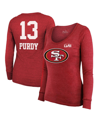 MAJESTIC WOMEN'S MAJESTIC THREADS BROCK PURDY SCARLET SAN FRANCISCO 49ERS SUPER BOWL LVIII SCOOP NAME AND NUM