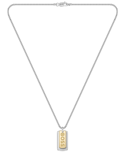 Hugo Boss Box-chain Necklace With Branded Double-tag Pendant Men's Jewellery In Assorted-pre-pack