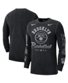 Nike Men's  Black Distressed Brooklyn Nets Courtside Retro Elevated Long Sleeve T-shirt In Black