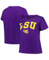 Profile Purple Lsu Tigers Plus Size Arch Over Logo Scoop Neck T-shirt In Purple