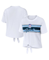 Wear By Erin Andrews White Minnesota Twins Front Tie T-shirt In White