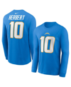 Nike Men's  Justin Herbert Powder Blue Los Angeles Chargers Player Name And Number Long Sleeve T-shir In Powder Blue