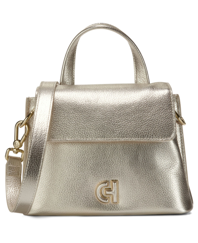 Cole Haan Mini Collective Leather Satchel In Soft Gold
