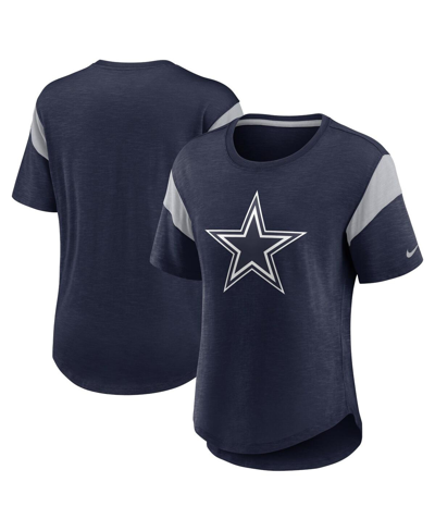 Nike Women's  Heather Navy Dallas Cowboys Primary Logo Fashion Top