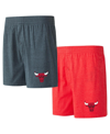 CONCEPTS SPORT MEN'S CONCEPTS SPORT RED, CHARCOAL CHICAGO BULLS TWO-PACK JERSEY-KNIT BOXER SET