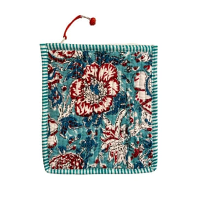 Behotribe  &  Nekewlam Purse Quilted Cotton Blue Block Print