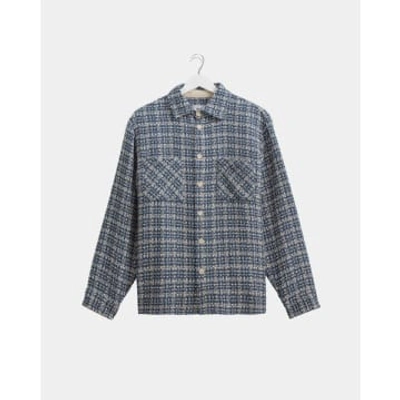 Wax London Whiting Mercer Check Overshirt In Blue
