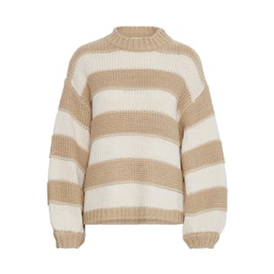 B.young Block Stripes Oversized Sweater In Sand