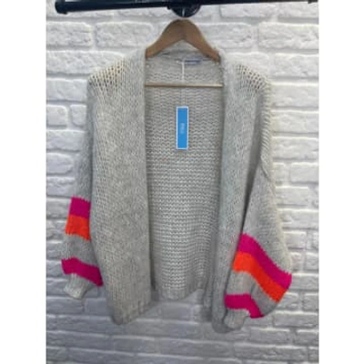 Luxury Bubble Stone Cardigan With Fluorescent Detail In Gray