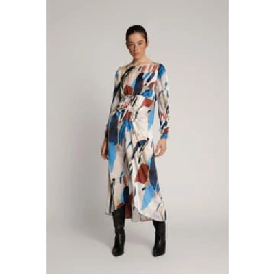 Munthe Downy Abstract-print Midi Dress In Neutrals
