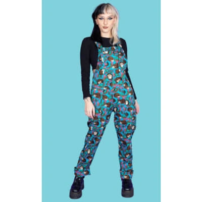 Run And Fly Hedgehog Stretch Twill Dungarees In Multi