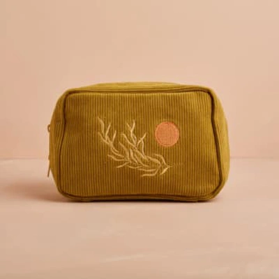 Cai & Jo Olive Corduroy Make Up Bag In Green