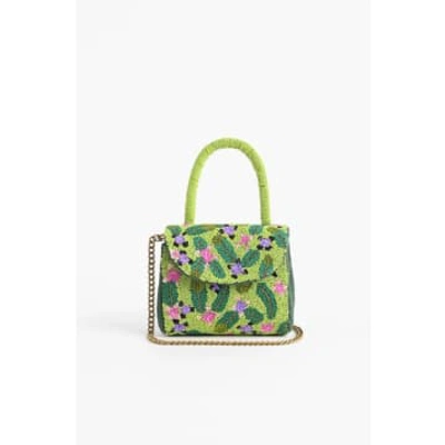 America & Beyond Green Floral Embroidered Bag