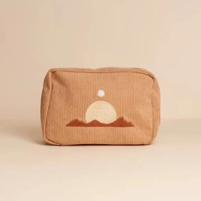 Cai & Jo Corduroy Makeup Bag In Sand In Neutrals