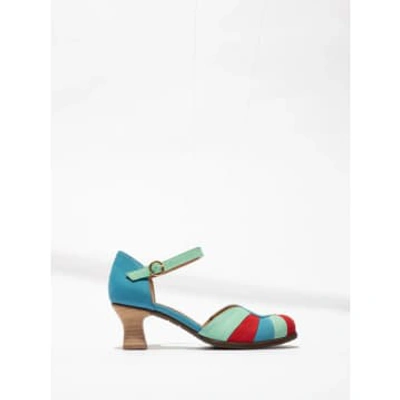 Fly London Besh087 In Blue/scarlet/green Sandals In Red