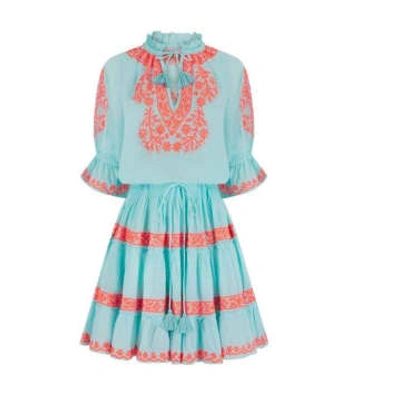 Pranella Amar Cover Up In Aqua Neon Pink In Blue