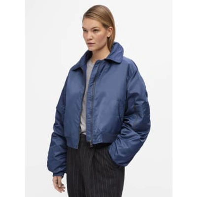 Object Luula Cropped Bomber Jacket In Blue