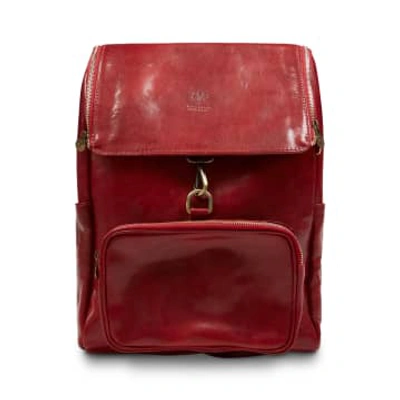 Burrows And Hare Leather Backpack In Red