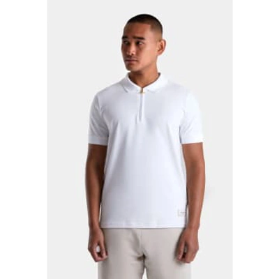 Android Homme Embroidered Zip Polo White