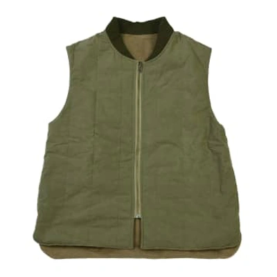 Yarmouth Oilskins Reversible Oilcloth Waistcoat / Fern In Green