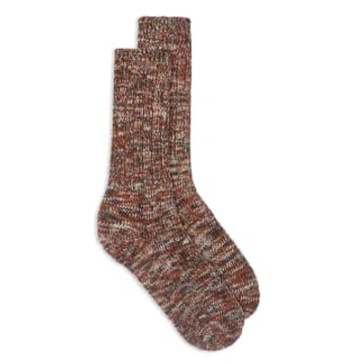 Burrows And Hare Fleck Socks In Brown