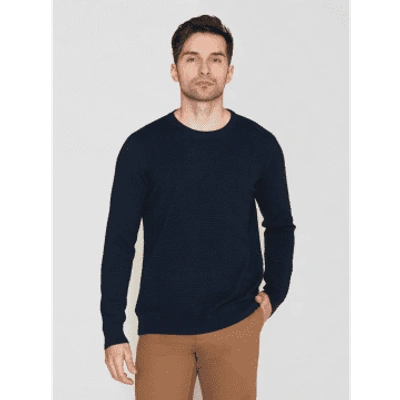 Knowledge Cotton Apparel 1080067 Vagn Regular Bubble Knit Crew Neck Total Eclipse In Neutral