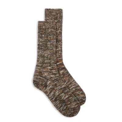 Burrows And Hare Fleck Socks In Green
