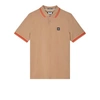 WEEKEND OFFENDER LEVANTO POLO WITH CONTRASTING TIPPING IN COGNAC/PURE ORANGE