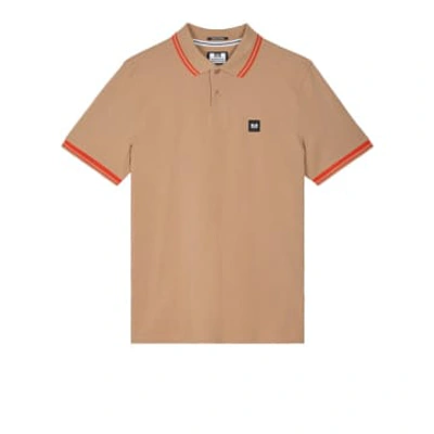 Weekend Offender Levanto Polo With Contrasting Tipping In Cognac/pure Orange In Brown