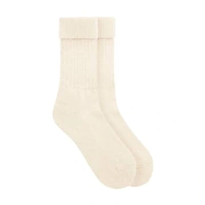 Cook & Butler British Wool Socks / Cream In White