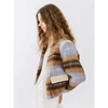 MARRAM TRADING WOOL TARTAN AND FAUX LEATHER JACKET