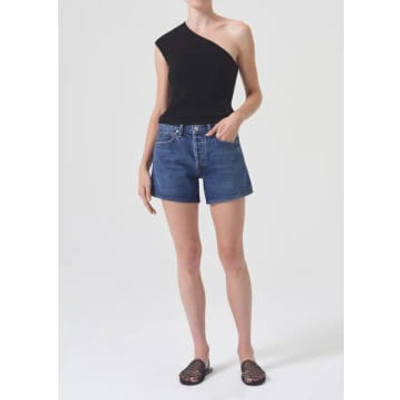 Agolde Dame High Waist Mid Length Relaxed Denim Shorts In Enamour