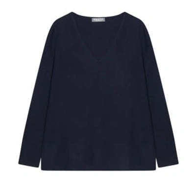 Cashmere-fashion-store Esisto Sommer Kaschmir Sweater V-neck Long-sleeves In Blue
