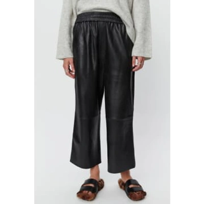 Day Birger Jonah Polished Leather Wide-leg Trousers In Black