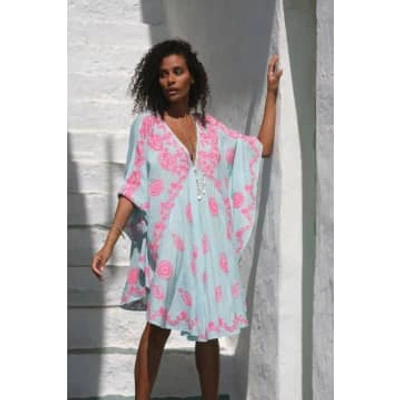 Pranella Ola Cover Up In Aqua Neon Pink In Blue