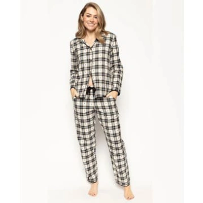 Cyberjammies Beth Heart Check Pyjama In Cream: 16 In Neutrals
