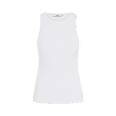 Cashmere-fashion-store 0039italy Baumwoll-mix Top Rippe In White