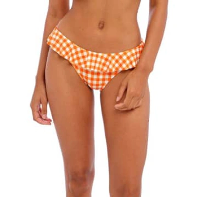 Freya Check Italian Frilled Bikini Brief In Zest In Orange