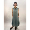 GRIZAS LINEN AND SILK SLEEVELESS DRESS WITH COWL NECK