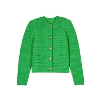 Ba&sh Gaspard Crewneck Cardigan Sweater In Green