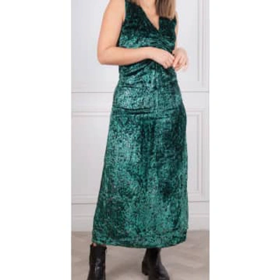 Masscob Velvet Ruched Maxi Dress In Green