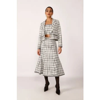 Dixie Checquered Tweed Midi Skirt In Multi