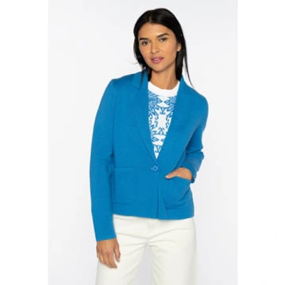 Kinross Cashmere 'fitted Notch' Collar Cardigan In Blue