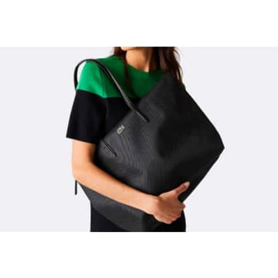 Lacoste Concept Zip Tote In Black