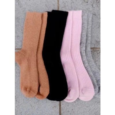 Black Colour Alpaca Socks In Grey In Multi