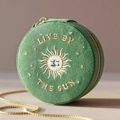 Lisa Angel Sun Embroidered Jewellery Case In Green