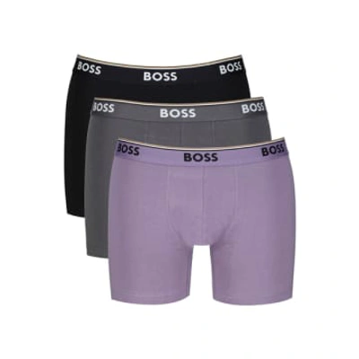 Hugo Boss 3-pack Of Stretch Cotton Boxer Briefs With Logo Waistbands 50508950 972 In Multi
