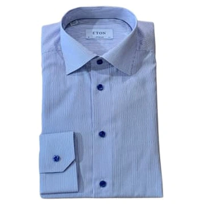 Eton Contemporary Fit Micro Print Signature Poplin Shirt In Blue