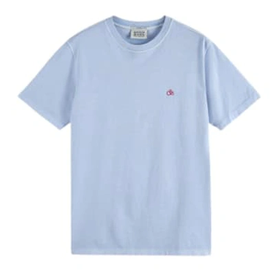 Scotch & Soda Menswear Embroidered T-shirt In Blue
