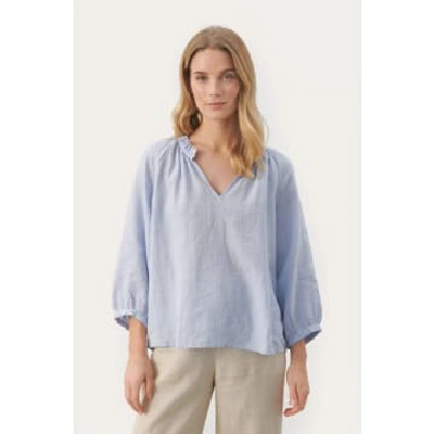 Part Two Elody Linen Blouse In Heather In Blue